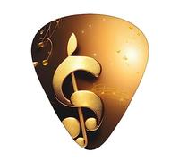 Guitar Picks Variety Pack - Smooth Edges, Durable & Clear Patterns - 3 Thickness Options Gold Musical Note with Fallen Shiny Star