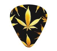 Guitar Picks Variety Pack - Smooth Edges, Durable & Clear Patterns - 3 Thickness Options Golden Cannabis