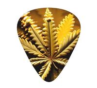 Guitar Picks Variety Pack - Smooth Edges, Durable & Clear Patterns - 3 Thickness Options Golden Cannabis print
