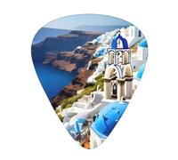 Guitar Picks Variety Pack - Smooth Edges, Durable & Clear Patterns - 3 Thickness Options Greek Island sea View