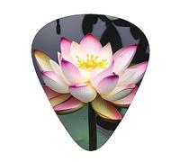 Guitar Picks Variety Pack - Smooth Edges, Durable & Clear Patterns - 3 Thickness Options Lotus Flower white