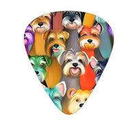 Guitar Picks Variety Pack - Smooth Edges, Durable & Clear Patterns - 3 Thickness Options Oil Cute Schnauzer Dogs