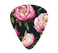 Guitar Picks Variety Pack - Smooth Edges, Durable & Clear Patterns - 3 Thickness Options peony flowers blossom print