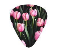 Guitar Picks Variety Pack - Smooth Edges, Durable & Clear Patterns - 3 Thickness Options pink and tulips