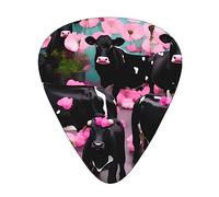 Guitar Picks Variety Pack - Smooth Edges, Durable & Clear Patterns - 3 Thickness Options Pink Flower Show Steer Cows