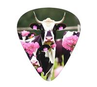 Guitar Picks Variety Pack - Smooth Edges, Durable & Clear Patterns - 3 Thickness Options Pink Flower Show Steer Cows Cattle