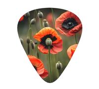 Guitar Picks Variety Pack - Smooth Edges, Durable & Clear Patterns - 3 Thickness Options poppy flowers