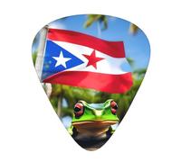 Guitar Picks Variety Pack - Smooth Edges, Durable & Clear Patterns - 3 Thickness Options Puerto Rico Flags Frog Palm Trees