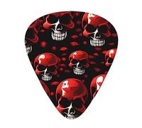 Guitar Picks Variety Pack - Smooth Edges, Durable & Clear Patterns - 3 Thickness Options Red Skeletons