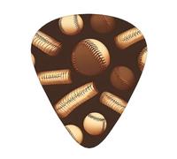 Guitar Picks Variety Pack - Smooth Edges, Durable & Clear Patterns - 3 Thickness Options Retro Baseball Brown