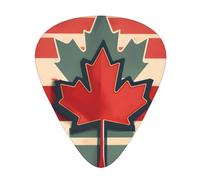 Guitar Picks Variety Pack - Smooth Edges, Durable & Clear Patterns - 3 Thickness Options Retro Canada Flag pattern