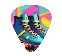 Guitar Picks Variety Pack - Smooth Edges, Durable & Clear Patterns - 3 Thickness Options Retro Colorful Roller Skates