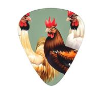 Guitar Picks Variety Pack - Smooth Edges, Durable & Clear Patterns - 3 Thickness Options Rooster and Chicken Print