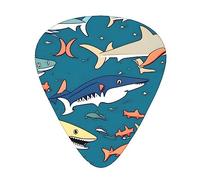 Guitar Picks Variety Pack - Smooth Edges, Durable & Clear Patterns - 3 Thickness Options Shark sailing