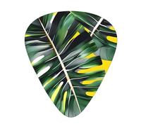 Guitar Picks Variety Pack - Smooth Edges, Durable & Clear Patterns - 3 Thickness Options Tropical Banana Palm Leaves