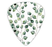 Guitar Picks Watercolor Green Floral Pattern Eucalyptus Nature Guitar Picks 12 Packs - Variety Guitar Picks Plectrums