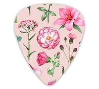 Guitar Picks Watercolor Pink Flower Plant Premium Picks Sampler 12 Packs - Variety Guitar Picks Plectrums