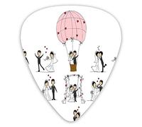 Guitar Picks Wedding Bride And Groom Cartoon Print Premium Picks Sampler Unique Guitar Gift (12 Count)
