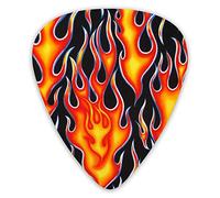 Guitar Picks Wheels On Fire In Black And Orange Premium Bass Picks For Electric Guitar And Bass Guitars With Three Sizes (12 Pack)