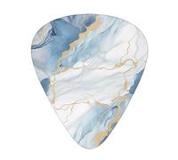 Guitar Picks White Blue Marble Print Ukulele Bass Electric Acoustic Guitars Thin Medium Heavy 12 Pack(0.46/0.71/0.96 Mm)