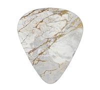 Guitar Picks,White Gray Silver Pearly Gold Brush Marble For Acoustic Guitar, Electric Guitar, Bass,Ukulele Three Size(12 Pack)