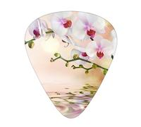 Guitar Picks,White Orchid In The Pond For Acoustic Guitar, Electric Guitar, Bass,Ukulele Three Size(12 Pack)