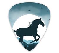 Guitar Picks Wild Horse Landscape Illustration Ukulele Picks 12 Pieces Including 0.46 mm 0.71 mm 0.96 mm