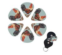 Guitar Picks with Chicken Print,6 Pack with Storage Box Organizer for Custom Guitars for Men and Women,Guitar Accessory,Ukulele for Guitar
