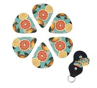 Guitar Picks with Citrus Fruit Print 6 Pack with Storage Box Organizer for Custom Guitars for Men Women Guitar Accessory Ukulele for