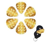 Guitar Picks with Gold Background Printing 6 Pack with Organizer Storage Box for Custom Guitars for Men Women Guitar Accessory Ukulele for Guitar