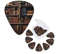 Guitar Picks with Storage Box 12 Pack Guitar Plectrums Books on the Bookshelf Bass Picks Acoustic Guitar Pick for Electric Guitar Sampler for Ukulele Various Sizes