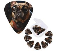 Guitar Picks with Storage Box 12 Pack Guitar Plectrums French Bulldog Is Reading a Book Bass Picks Acoustic Guitar Pick for Electric Guitar Sampler for Ukulele Various Sizes