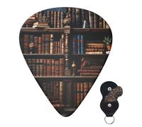 Guitar Picks with Storage Box 6 Pack Guitar Plectrums Books on the Bookshelf Bass Picks Acoustic Guitar Pick for Electric Guitar Sampler for Ukulele 2Pcs 0.46mm, 2Pcs 0.96mm, 2Pcs 0.71mm