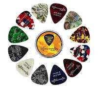 Guitar Picks with Storage Tin - 12 Mixed Gauge Guitar Plectrums - 0.46mm, 0.71mm, 0.81mm World Rhythm WR-208