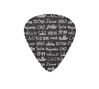 Guitar Picks World Greeting Hello Word Vintage Black Guitar Pick for Electric Bass Guitar Acoustic Guitar Lovers Gift 12 Pack with Box