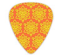 Guitar Picks Yellow Flower Ethnic 12 Pieces Ukulele Picks Including 0.46 mm 0.71 mm 0.96 mm