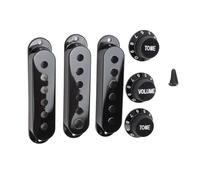 Guitar Pickup Cover Knob Set, 6 Hole ABS Single Coil 2 Tone 1 Volume Switch Tip Tone Knobs Selector Switch Parts Replacement forFender (Black)