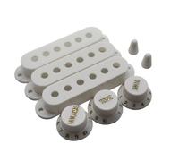 Guitar Pickup Cover Volume Single Coil Tone Knobs Selector Switch Tip Compatible with Stratocaster Strat Electric Fender Guitar Pickup (White)