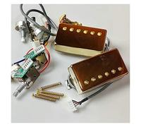 Guitar Pickups Alnico V Humbucker Pickup Set Golden Cover With Wiring Harness Quick Connectors Pickup-Set For Electric Guitars (Color : 01)