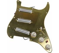 Guitar Pickups, Gold Mirror Pickguard With WhiteDual Hot Rail Humbucker Pickup Pre-wired Pickguard For For ST Guitars Guitar Replacement Parts