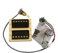 Guitar Pickups, Guitar Pickups Humbucker Pickups Neck And Bridge Pickup 4C Wiring Harness Push-pull Single Cut Set For Guitar Electric guitar pickups(Goldd Yellow Frame)