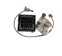 Guitar Pickups Humbucker Pickups Neck And Bridge Pickup 4C Wiring Harness Push-pull Single Cut Set For Gibson Epiphone Guitar Electric guitar pickups (Color : Silver Black Frame)