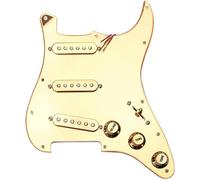 Guitar Pickups, Pickguard Pre-wired Gold Prewired 1-ply 11 Holes SSS Mirror Pickguard For Guitar Guitar Parts & Accessories