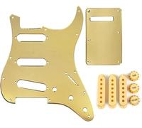 Guitar Pickups, Pickguard Pre-wired Set of 11 Hole SSS Electric Guitar Pickguard Back Plate Pickup Covers 50/52/52mm Knobs Tip