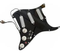 Guitar Pickups, Silver Mirror White Pre-Wired Pickguard Pickup Dual Hot Rail Humbucker Pickup Set Guitar Replacement Parts