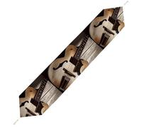 Guitar Pictures Table Runner for Dining Table, Short Plush Runners Washable & Durable Tablerunner Modern Home Decor for Wedding, Kitchen, Holiday 229*33cm