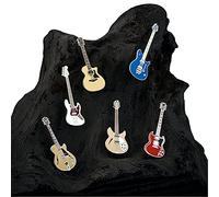 Guitar Pin Brooch 6-Pack Series II | Six Miniature Guitar Badge Brooches | 52 mm Length | Wear on Backpack, Shirt, Jacket, Lapel, Hat, or Tie | Gifted in 6 x Guitar Case Gift Boxes
