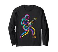 Guitar Player Electric Guitarist 80s Look Steamwave Long Sleeve T-Shirt
