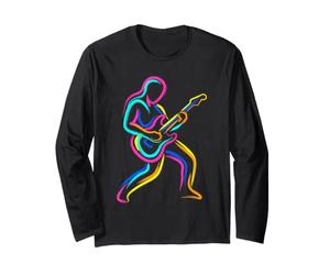 Guitar Player Electric Guitarist 80s Look Steamwave Long Sleeve T-Shirt