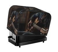 Guitar Player Toaster Cover 2 Slice, Waterproof Bread Machine Covers with Pockets Universal Size Kitchen Small Appliance Cover with Handle, Dust and Fingerprint Protection